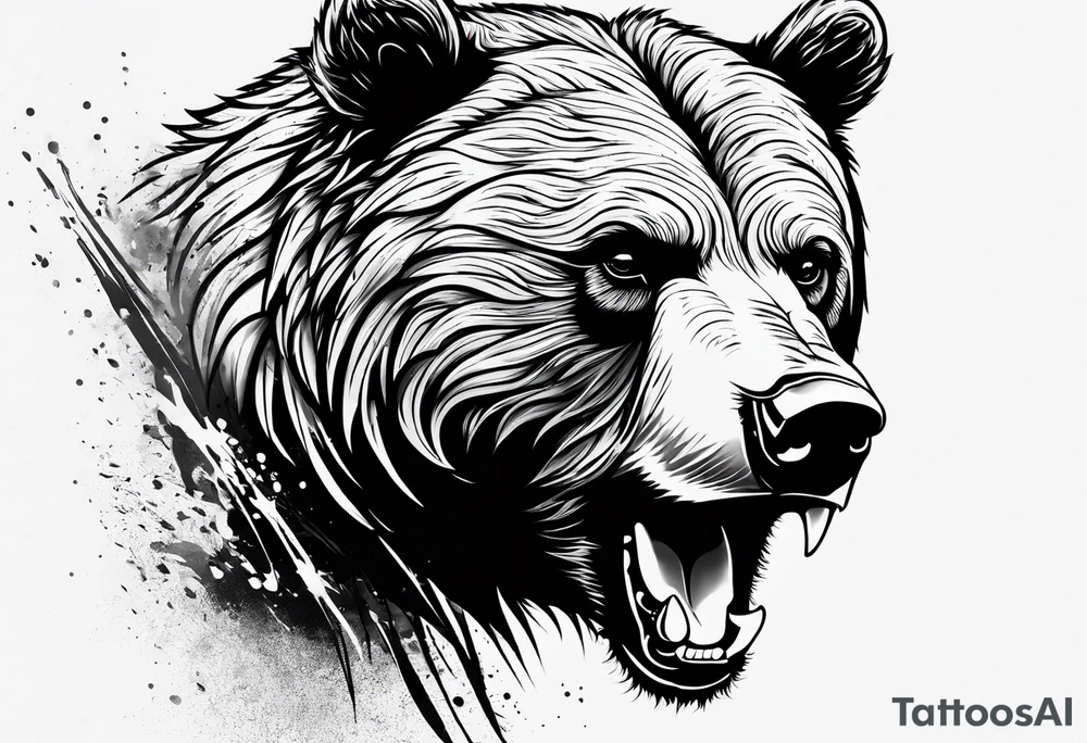 angry bear tattoo idea
