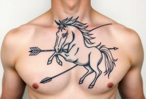 chest japan theme horse and arrow tattoo idea