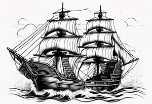 Ship pirate tattoo idea