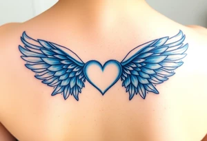 Angel wings, blue, heart, love tattoo idea