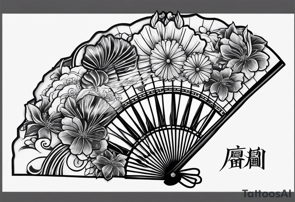 Black Japanese fan tattoo idea