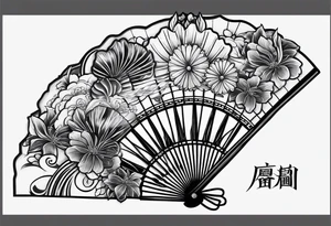 Black Japanese fan tattoo idea