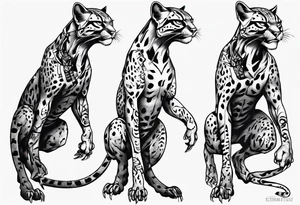 cybernetic ocelot full body roar tattoo idea