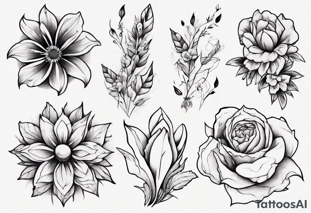 Flowers and Mountians tattoo idea
