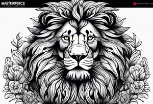 Powerful majestic lion family tattoo idea