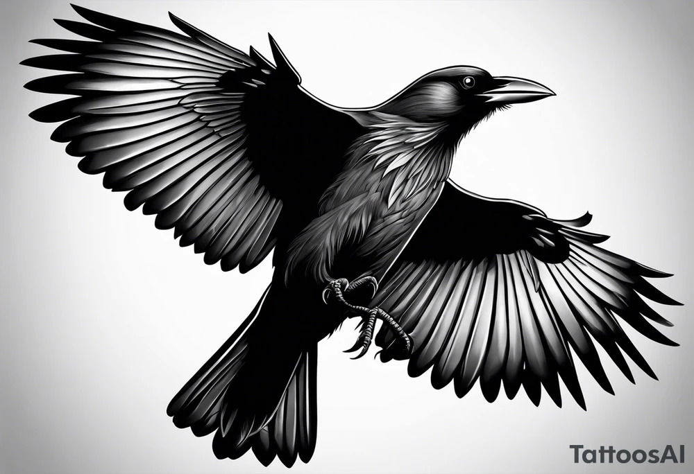 Crow in flight tattoo idea