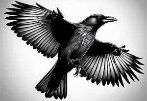 Crow in flight tattoo idea