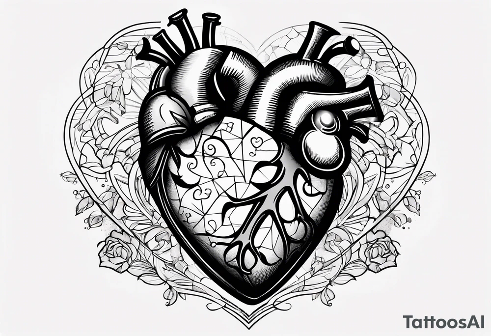 Heart with words Never Say Never and numbers 8 and 5 tattoo idea