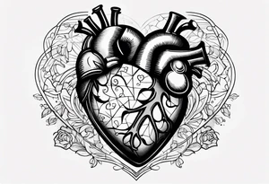 Heart with words Never Say Never and numbers 8 and 5 tattoo idea