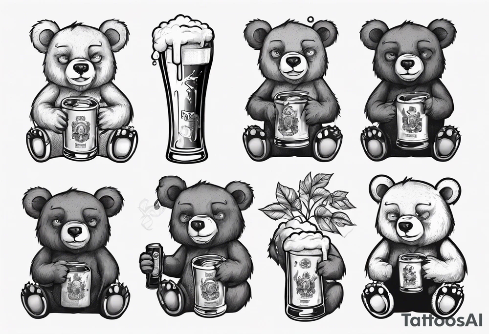 bear with a beer tattoo idea