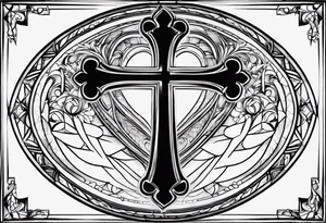 Simple quote that says love yours with a cross incorporated tattoo idea