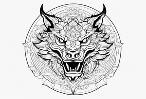 dragon head, mandala, facing front tattoo idea