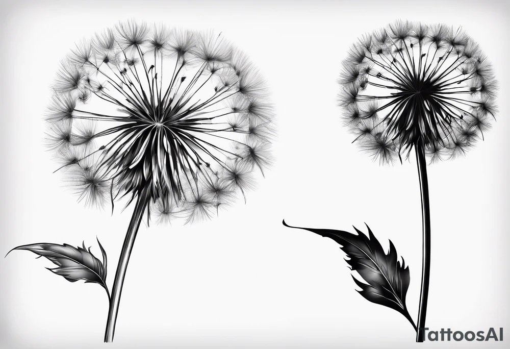 A fluffy dandelion with the stem coming out of the letter B in the name Cambria tattoo idea