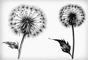 A fluffy dandelion with the stem coming out of the letter B in the name Cambria tattoo idea
