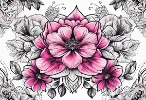 Pink flowers with decorative dott pattern tattoo idea