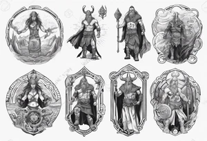 Norse god meili protecting seven wonders of world tattoo idea
