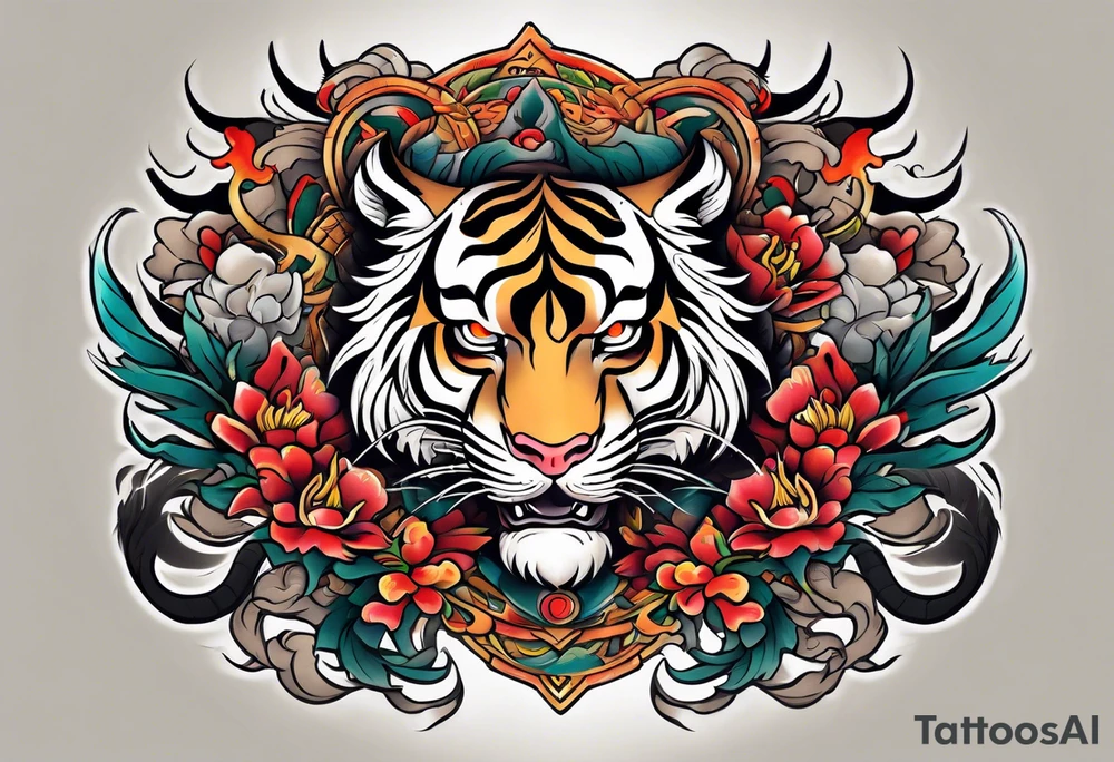 tiger and dragon neotraditional tattoo idea