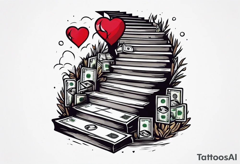 Stairs death lost heart break money tattoo idea