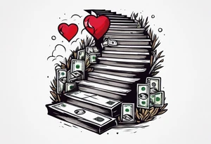 Stairs death lost heart break money tattoo idea