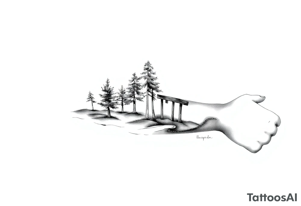 Full are sleeve that starts with trees on the forearm tattoo idea