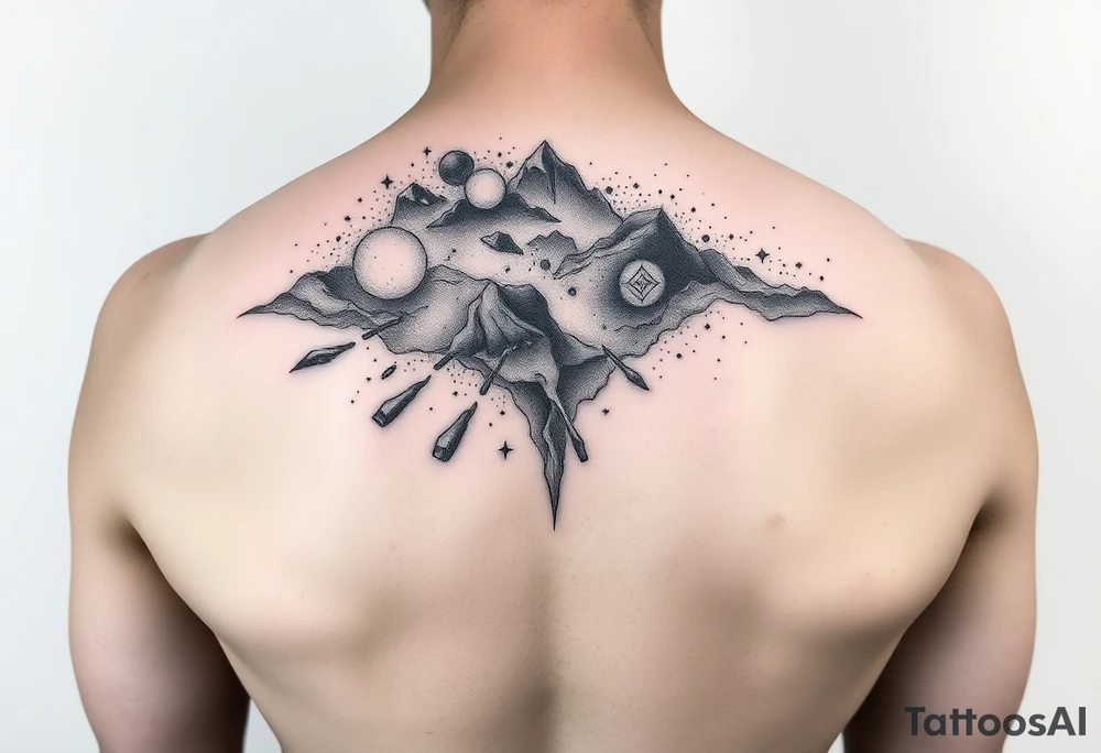cover up tattoo of the milky way that covers the upper portion of the back tattoo idea