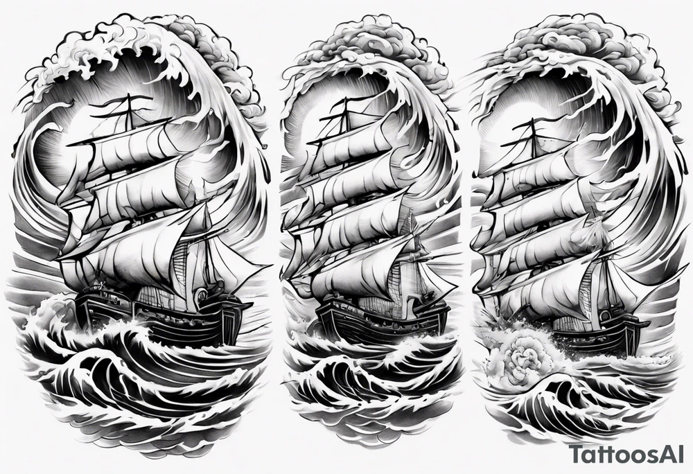 ocean waves ship zeus forearm tattoo tattoo idea