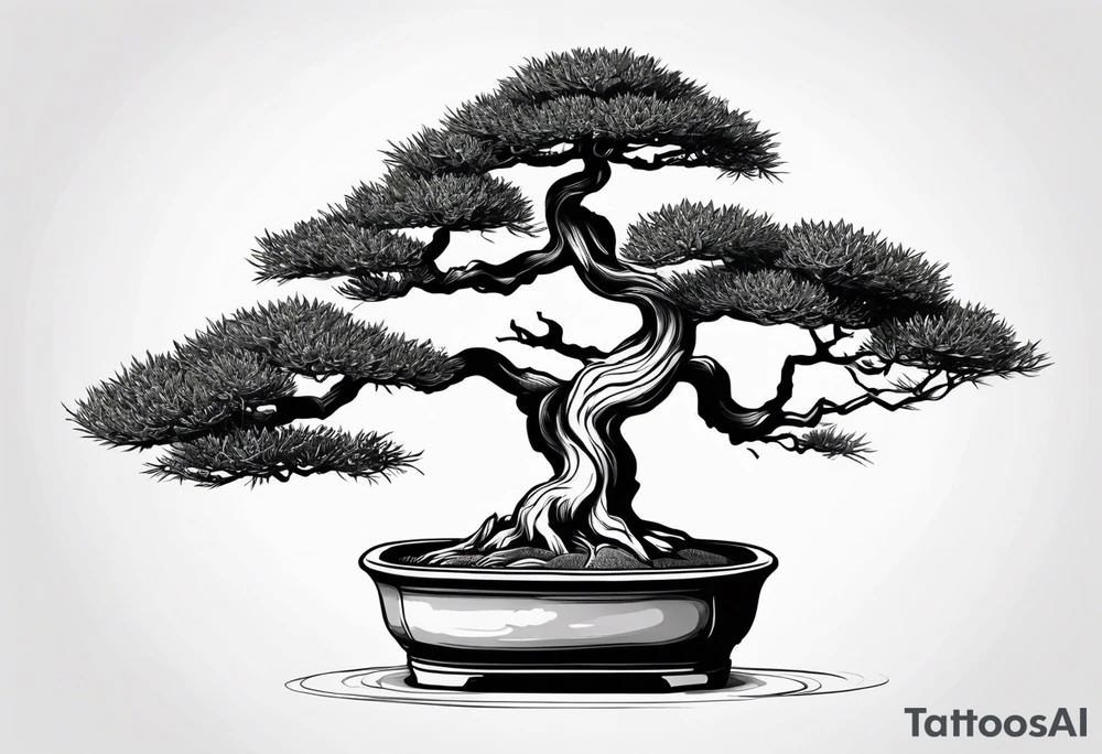 bonsai tree with one side that has more foliage than the other tattoo idea