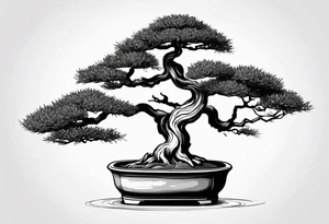 bonsai tree with one side that has more foliage than the other tattoo idea