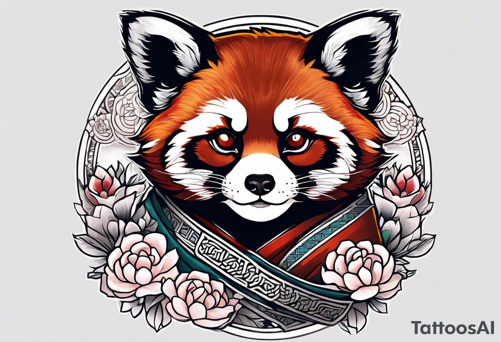 Red panda lucky cat tattoo idea