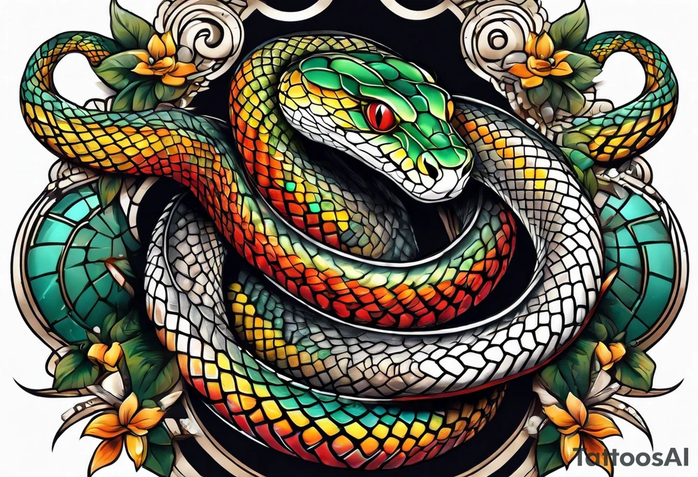 Snake turning into chain tattoo idea