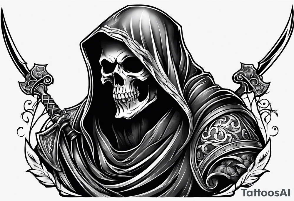 reaper tattoo design for upper arm and chest tattoo idea