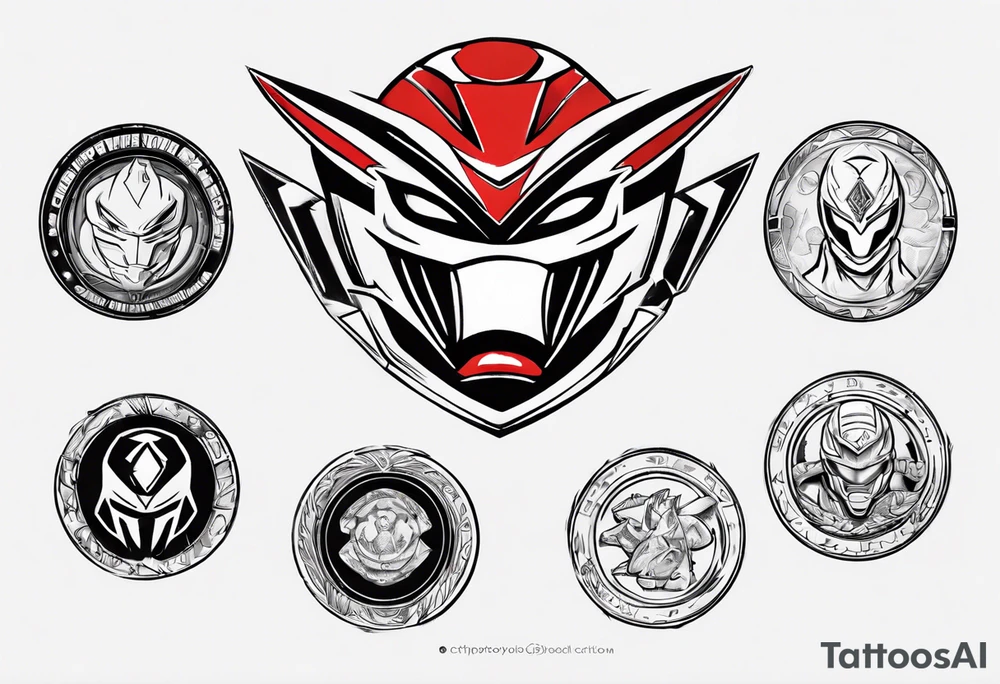 mighty morphin power rangers red ranger power coin and the word Christopher tattoo idea
