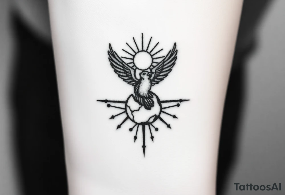 Asymmetrical geometric minimalistic design. hermann hesse demian. Abraxas bird, cracked world/egg, sun. Wrist placement tattoo idea