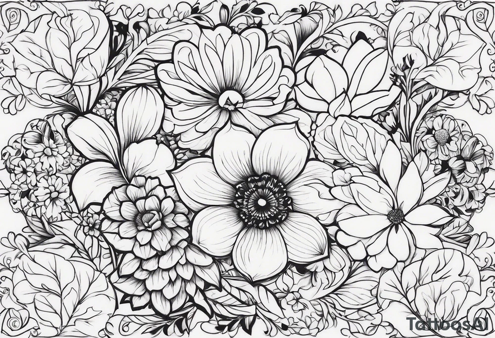 ornaments of flowers tattoo idea
