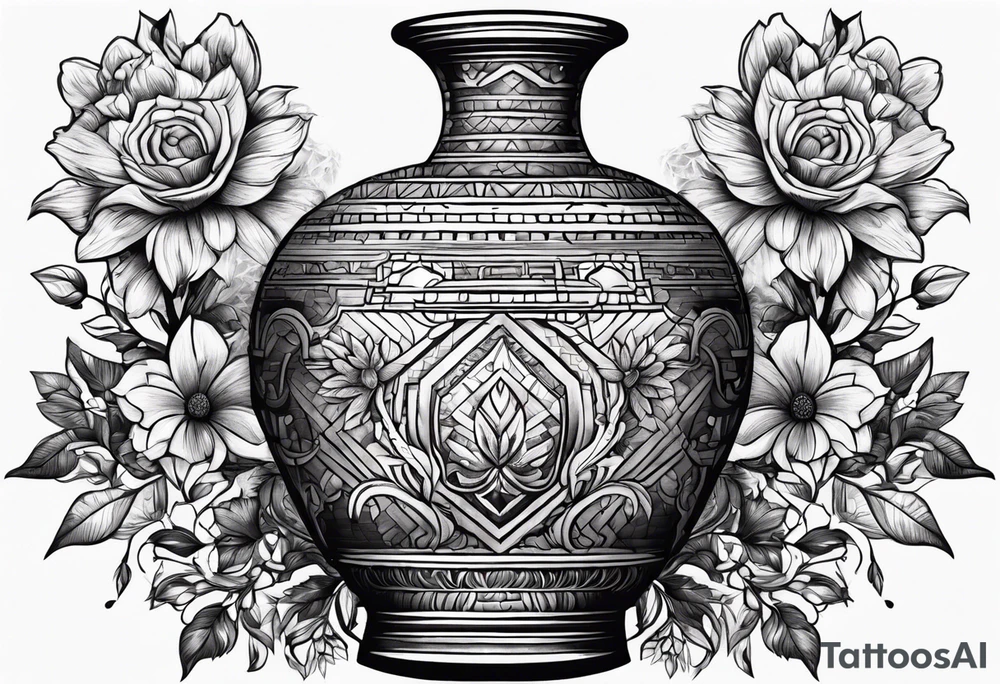 tattoo drawing ancient flower vase tattoo idea