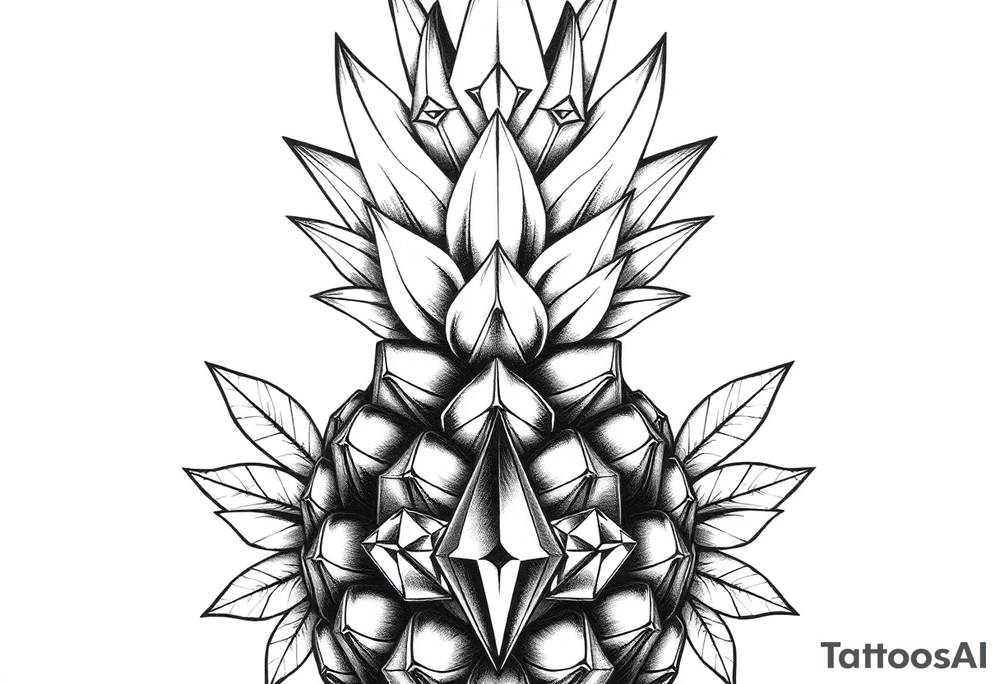 Majestic, pineapple, crown, diamonds, vagina, anus tattoo idea