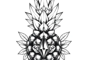 Majestic, pineapple, crown, diamonds, vagina, anus tattoo idea