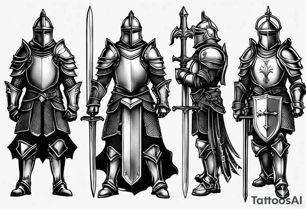 knight in heavy armor full body tattoo idea