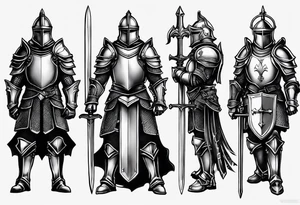 knight in heavy armor full body tattoo idea