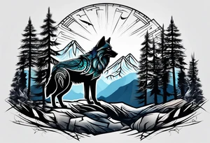 Mountains
Wolf
Forest
Tribal tattoo idea