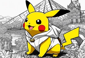 Pikachu drawing mona lisa tattoo idea