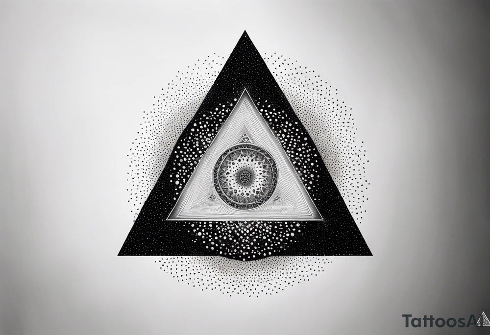 Triángulos fractales, con círculo concéntrico en varios niveles dentro del triangulo tattoo idea