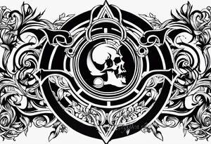 Greek Capital Letter Omega symbol death metal style tattoo idea