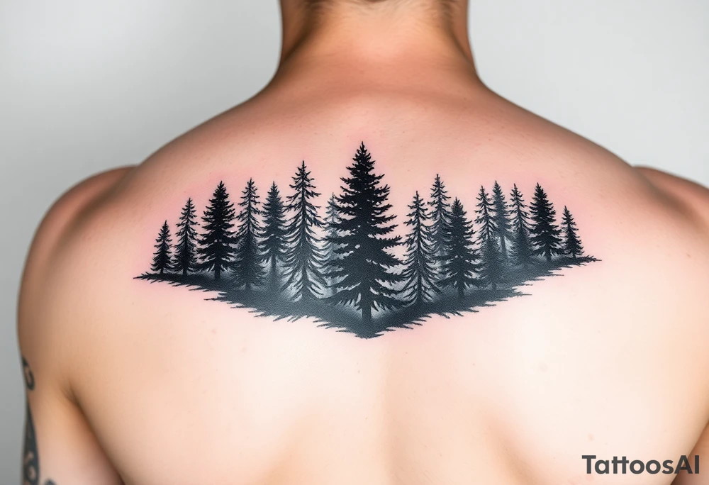 Coniferouse forest silhouette around the forearm a tattoo tattoo idea