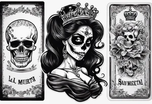 santa la muerta with money and crown
on the card tattoo idea