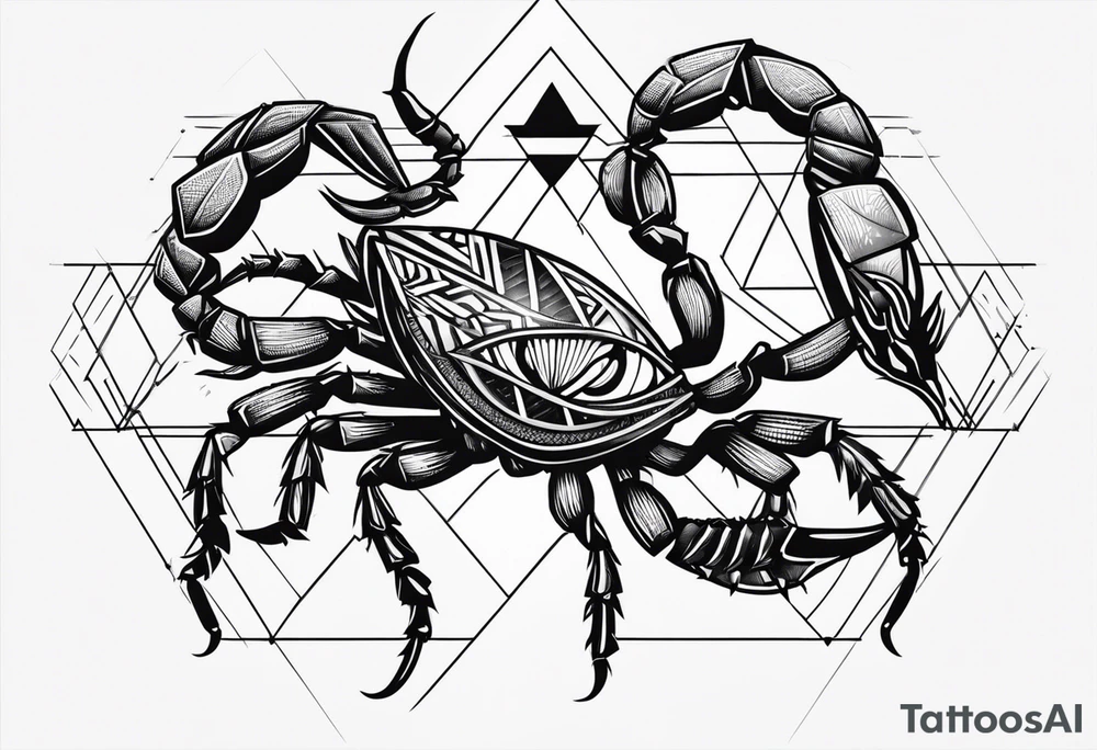 scorpion with all seing eye and triangle tattoo idea