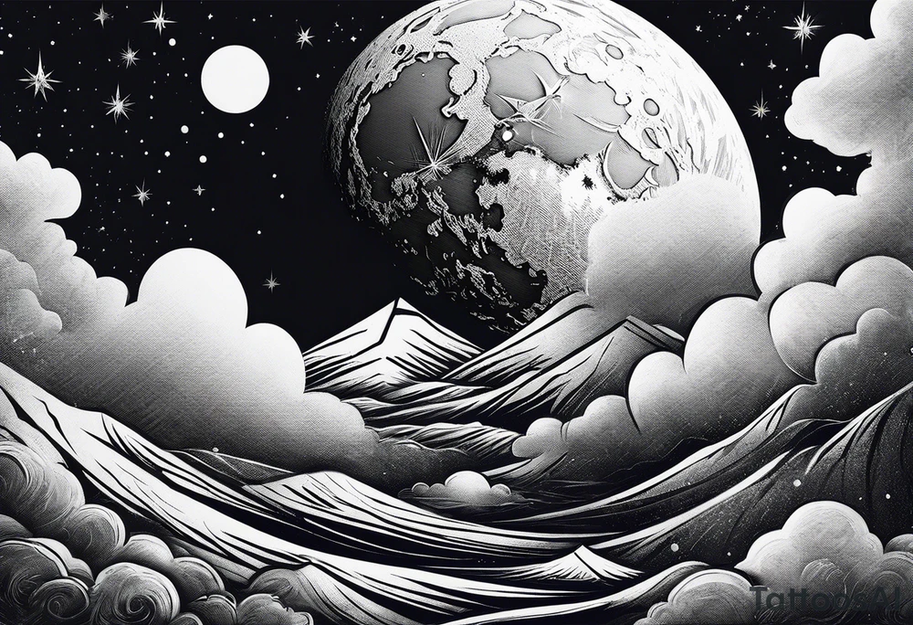 moon and sky tattoo idea