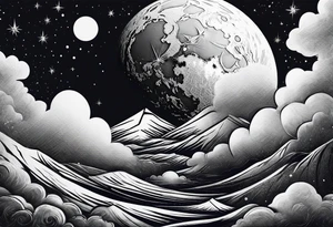 moon and sky tattoo idea