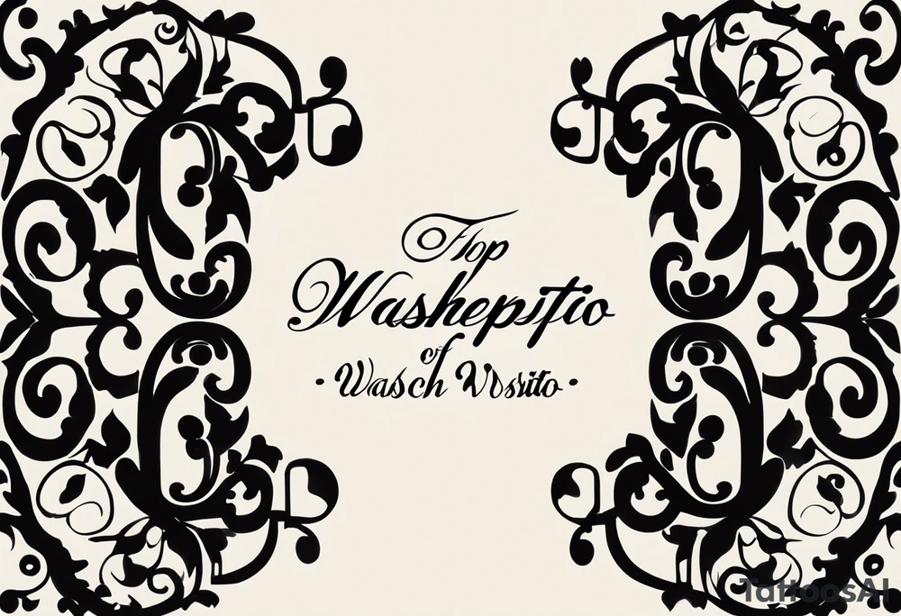 Text: "Property of Washito" in a flowing script that's elegant and personal.
Symbol: A small, stylized lock and key, possibly interlinked with the last letter of the text or placed subtly beneath the text. The design of the lock and key should be simple and not overpower the text but complement it. tattoo idea