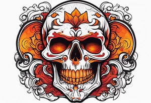 Ghost of skull that is red and orange tattoo idea